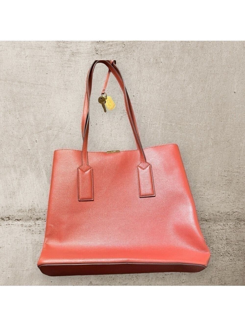 Aldo tote shoulder bag with detachable wristlet rust brown snap closure